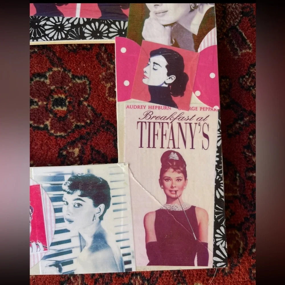 AUDREY HEPBURN Breakfast at Tiffany’s Kitschy Decoupage Frame Artisan Crafted